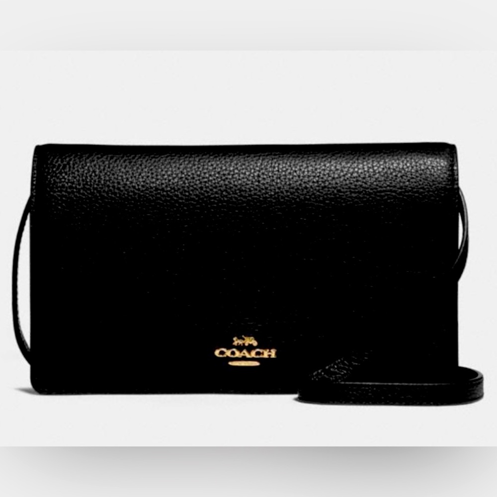 New Coach leather Crossbody Clutch, Black